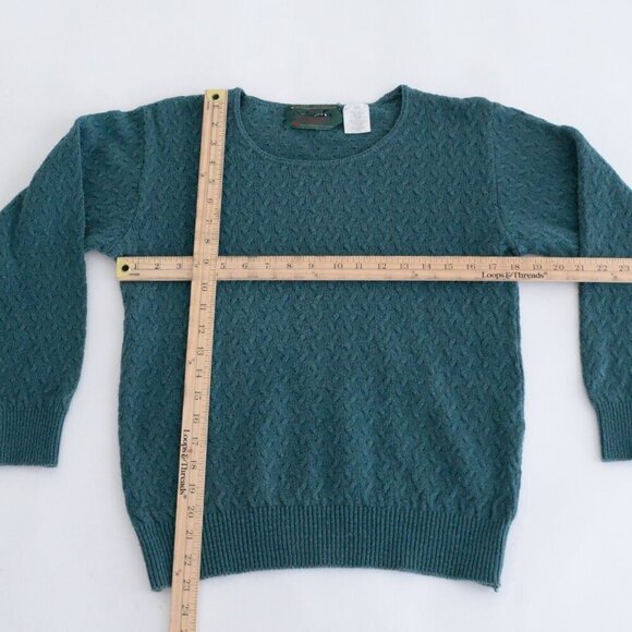 Vintage Northern Reflections Hunter Green Cable Knit Scoop Neck Sweater S - Picture 4 of 9
